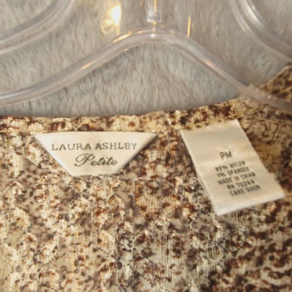 Laura Ashley Womens Blouse Top Shirt Brown Pullover V Neck Printed 3/4 Sleeve PM - Picture 6 of 10